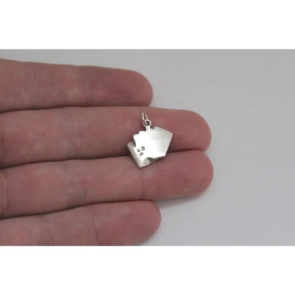 Sterling Silver Royal Flush Cards Charm - Picture 2 of 4